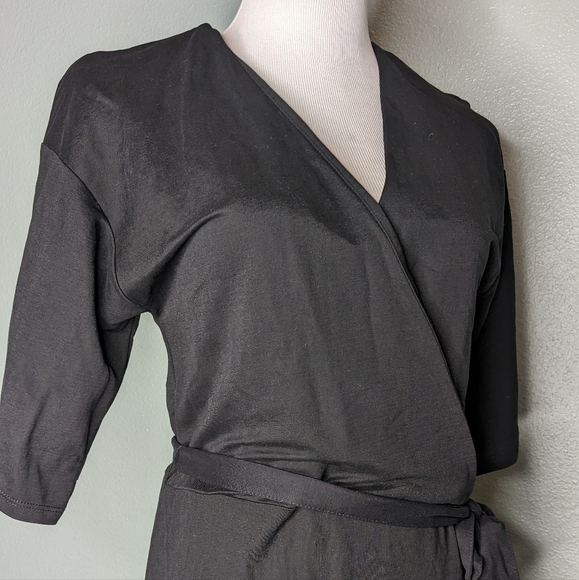 Zara Black wrap spring summer dress nylon viscose EUC Women's Small v neck - Picture 5 of 6